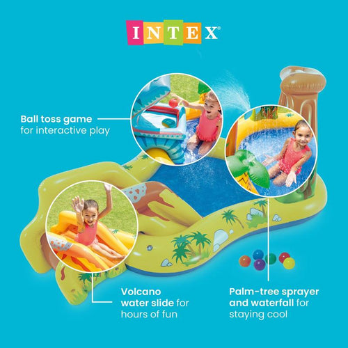 Inflatable Kids Dinosaur Play Center Outdoor Water Park Pool with Slide