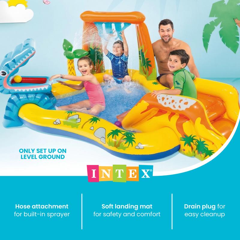 Inflatable Kids Dinosaur Play Center Outdoor Water Park Pool with Slide